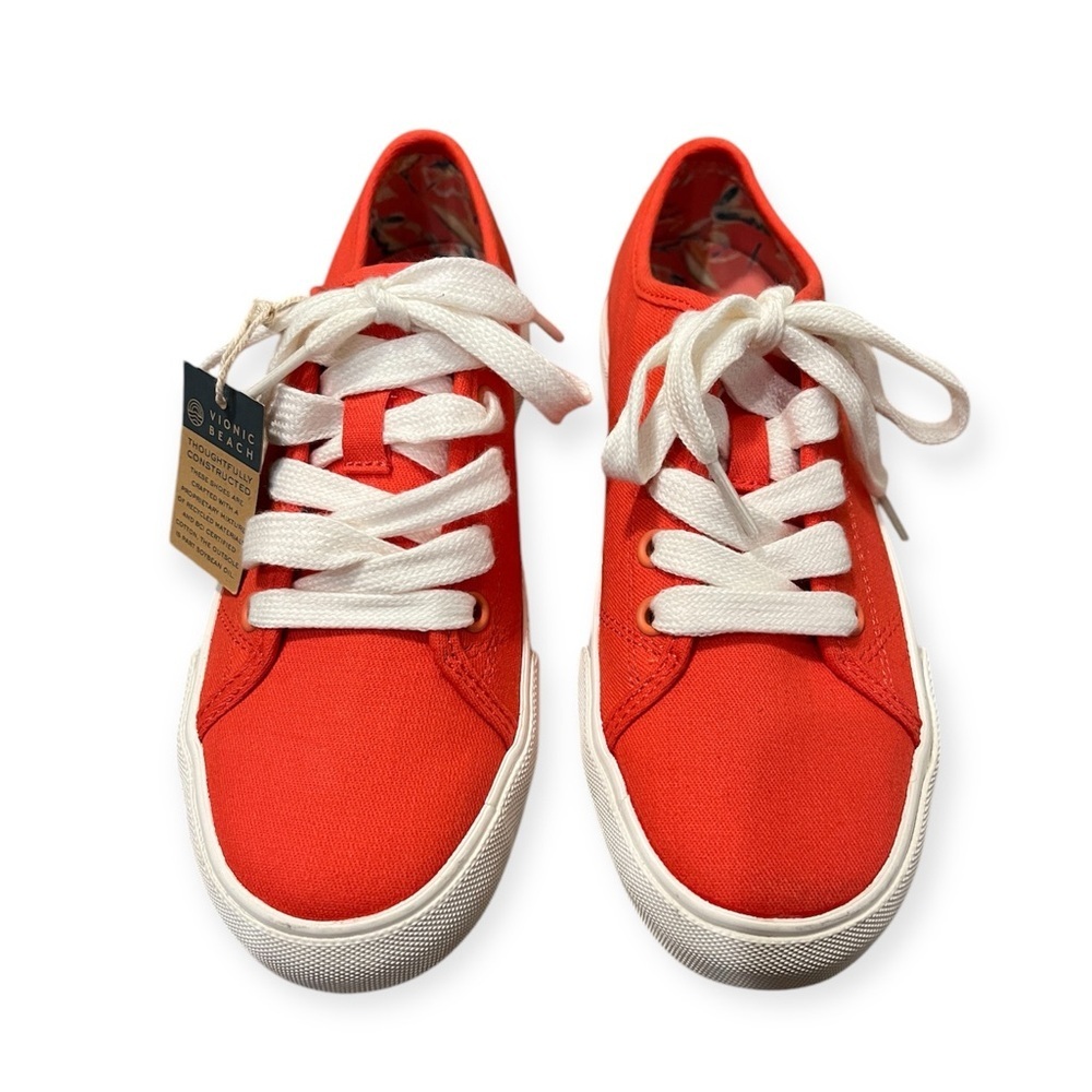 NWT Vionic Oasis Women's Casual Canvas Lace Up Comfort Shoe Poppy- Size 5